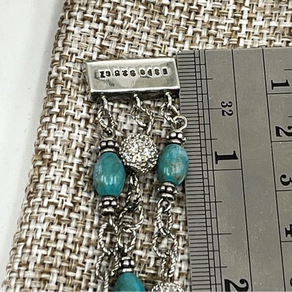 Vintage Joseph Esposito Sterling Silver Turquoise & CZ Bead Bracelet - Picture 15 of 16